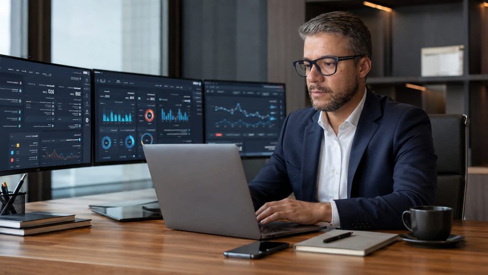 Marcelo Mendes, fundador da Essência Marketing Digital, analisando indicadores